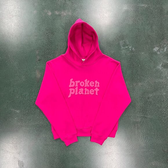 Broken Planet Monochrome Hoodie Fuchsia Pink - Picture 1 of 8